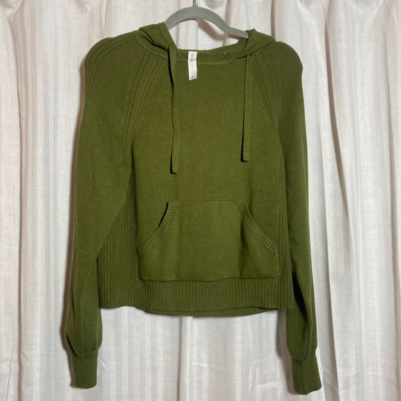 Daily Practice by Anthropologie Tops - Daily Practice by Anthropologie Green Knit Hoodie Sweater S Ribbed Trim Pocket